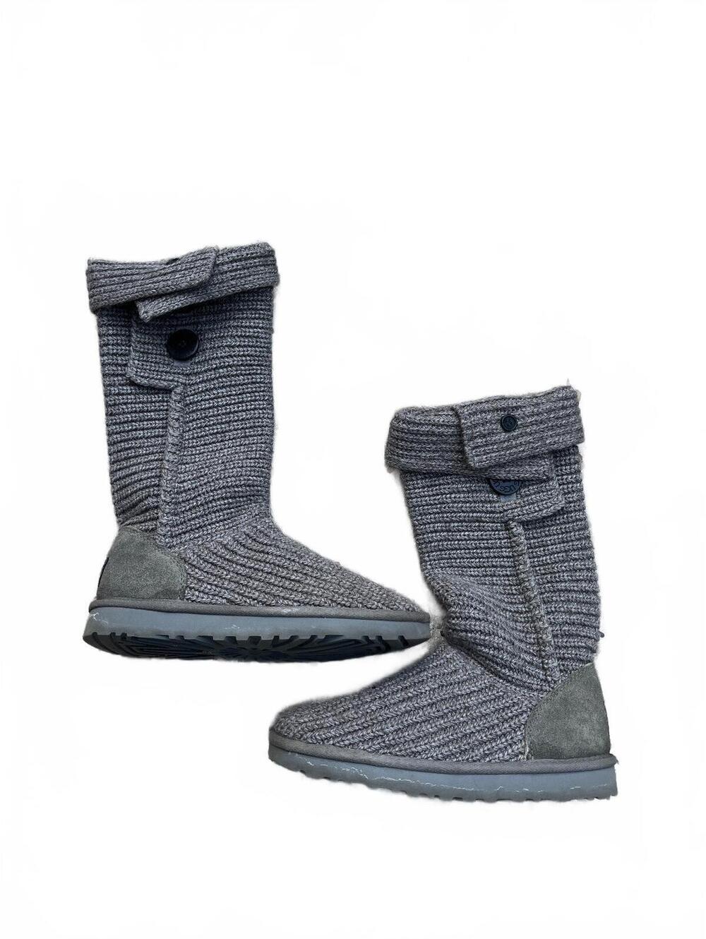 UGG Cardi Knit Women's Gray Knit Mid-Calf Boots Size 8